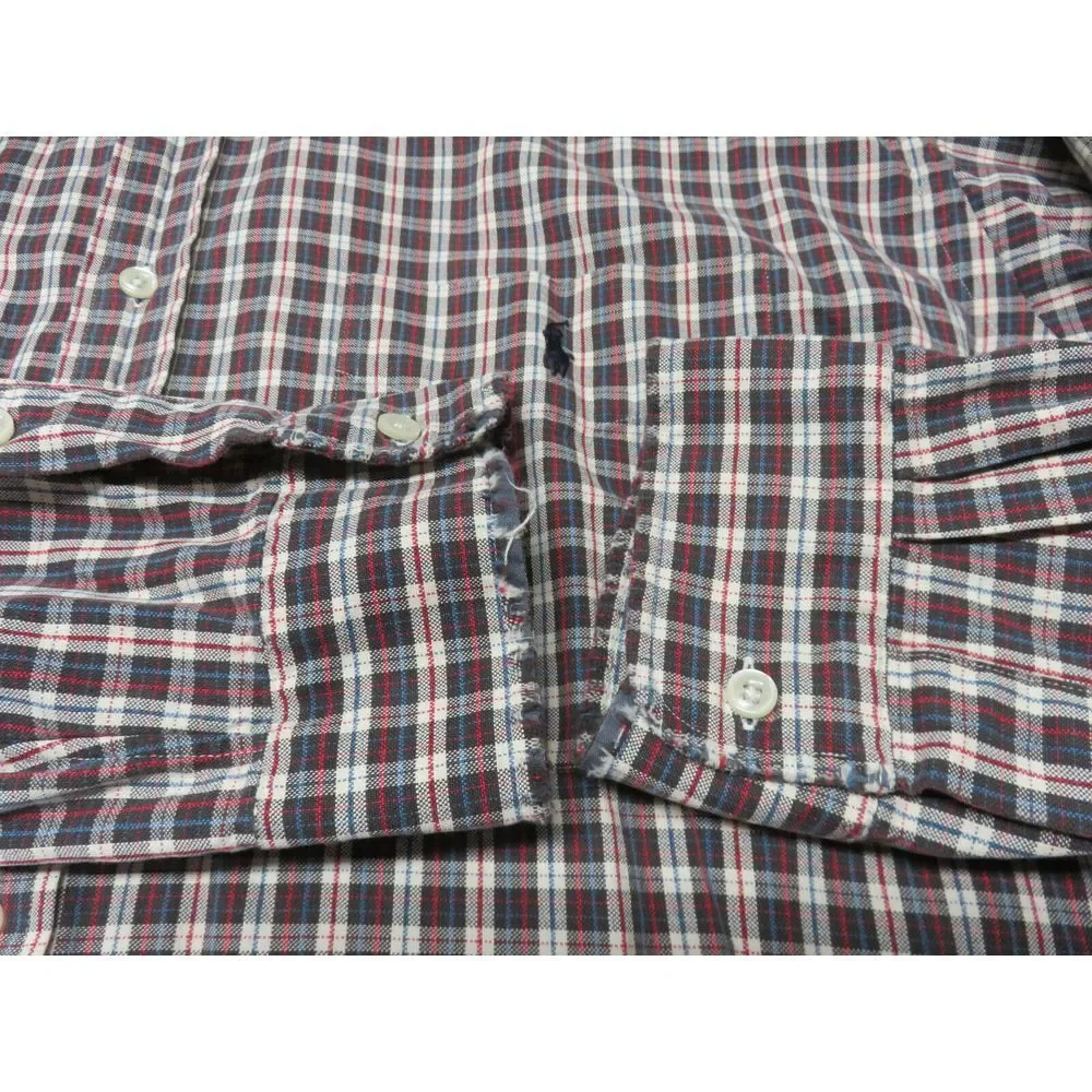 Mens Polo Ralph Lauren Plaid Big Shirt Button Front Shirt Size XL Front Pocket‎
